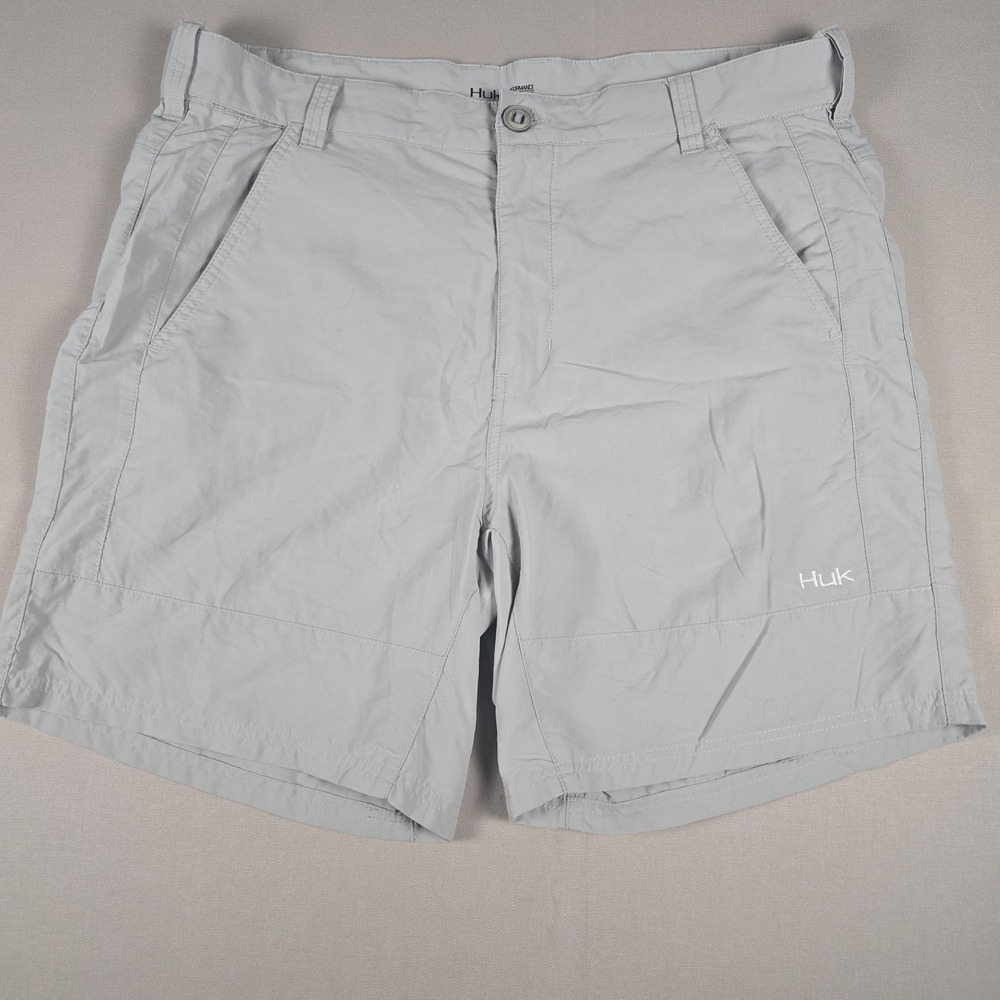 Huk Men's Next Level Performance Fishing Shorts Gray XXL Quick Dry Stretch